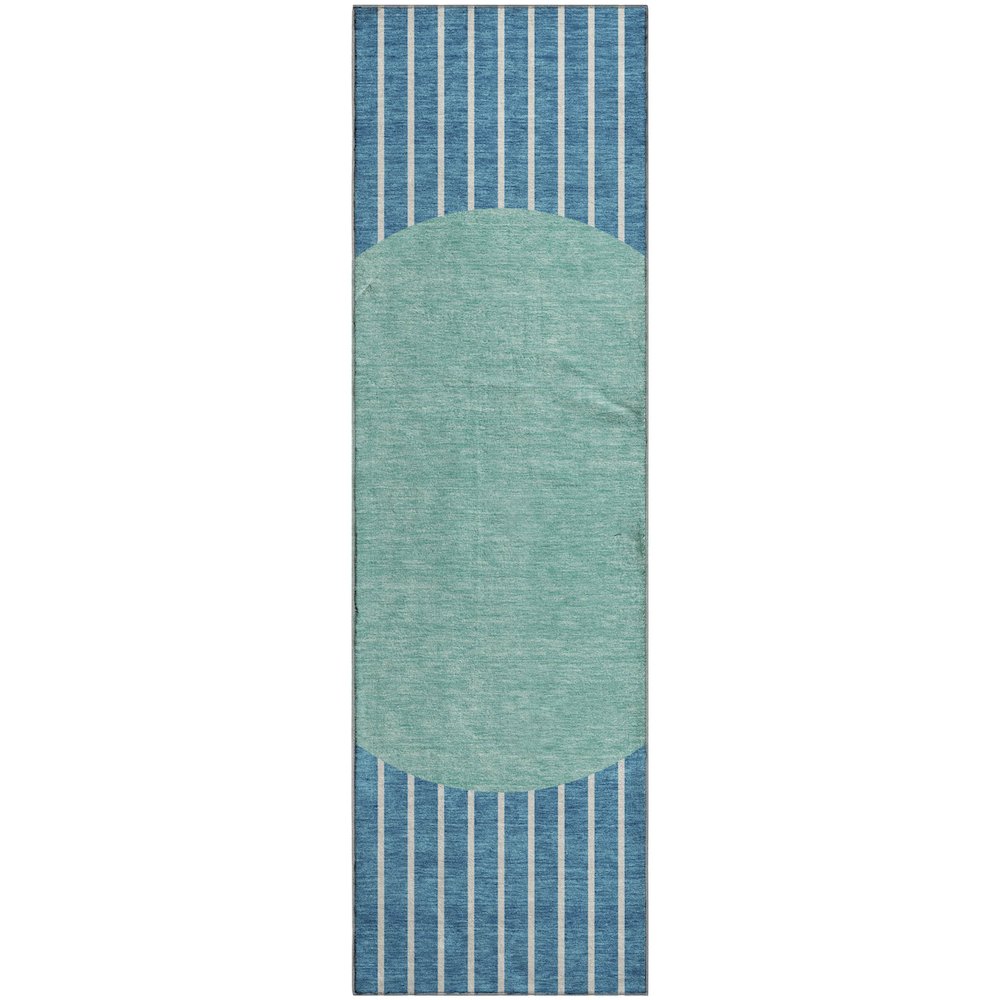 Premium Machine Washable Mayfield AMF994 Teal 2'3" x 7'6" Runner Rug. Picture 1