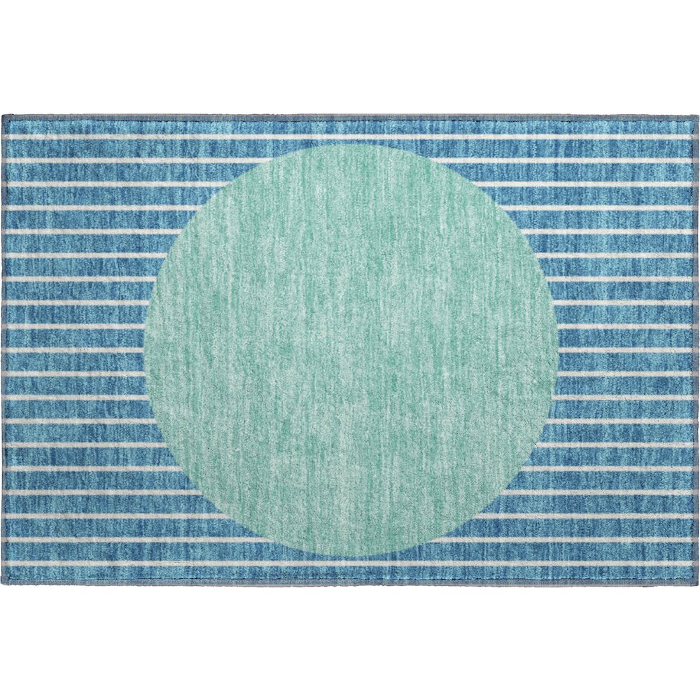 Premium Machine Washable Mayfield AMF994 Teal 1'8" x 2'6" Rug. Picture 1