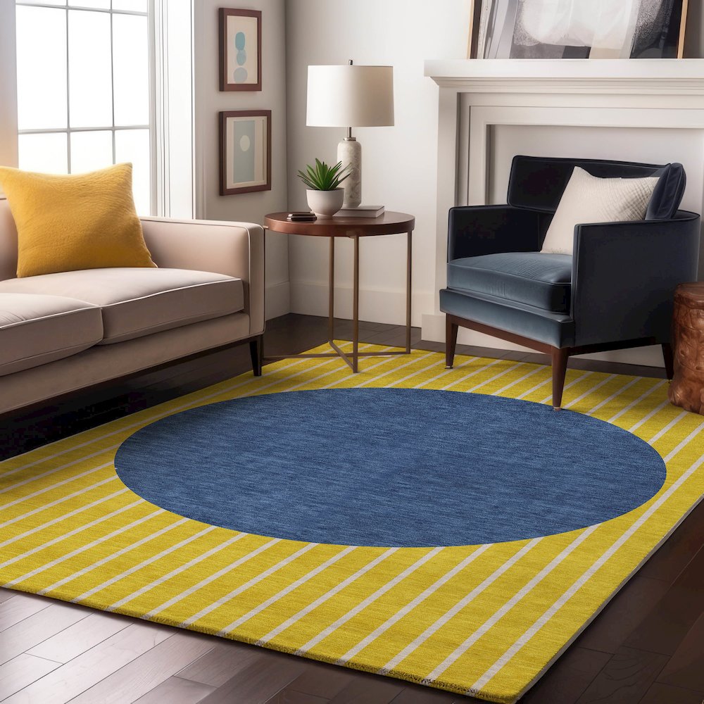 Premium Machine Washable Mayfield AMF994 Yellow 2'6" x 3'10" Rug. Picture 5