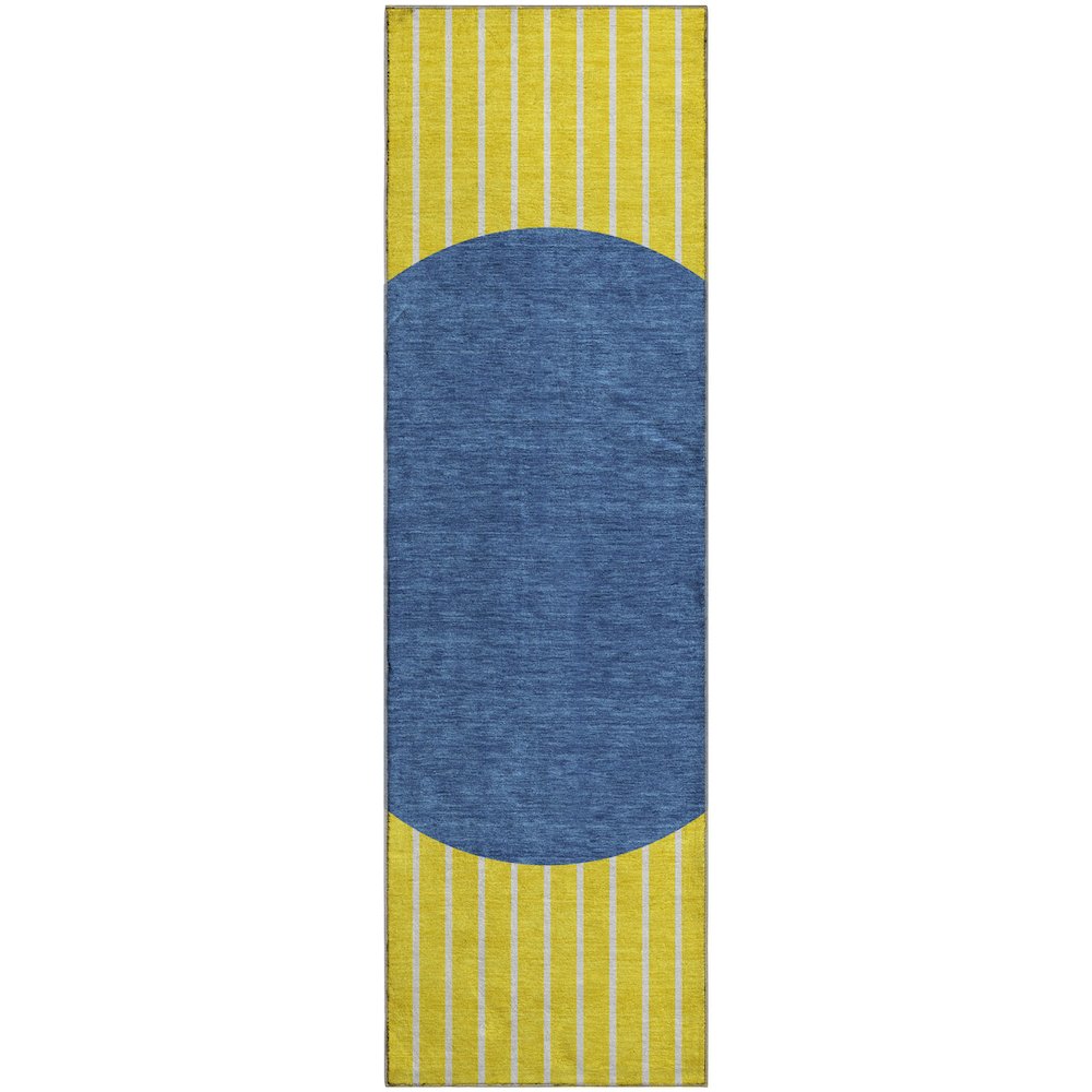 Premium Machine Washable Mayfield AMF994 Yellow 2'3" x 7'6" Runner Rug. Picture 1