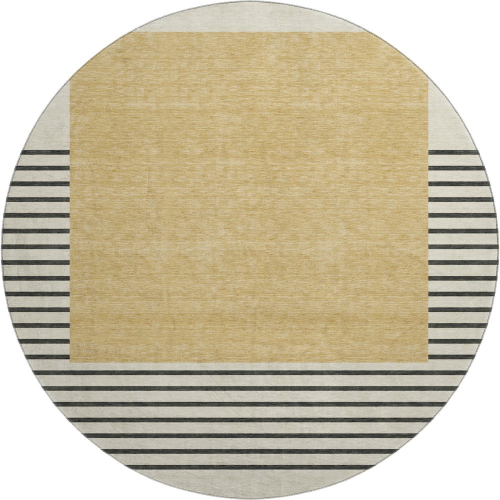 Premium Machine Washable Mayfield AMF995 Gold 8' x 8' Round Rug. Picture 1