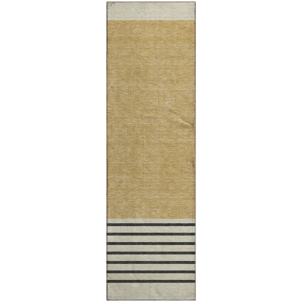 Premium Machine Washable Mayfield AMF995 Gold 2'3" x 7'6" Runner Rug. Picture 1
