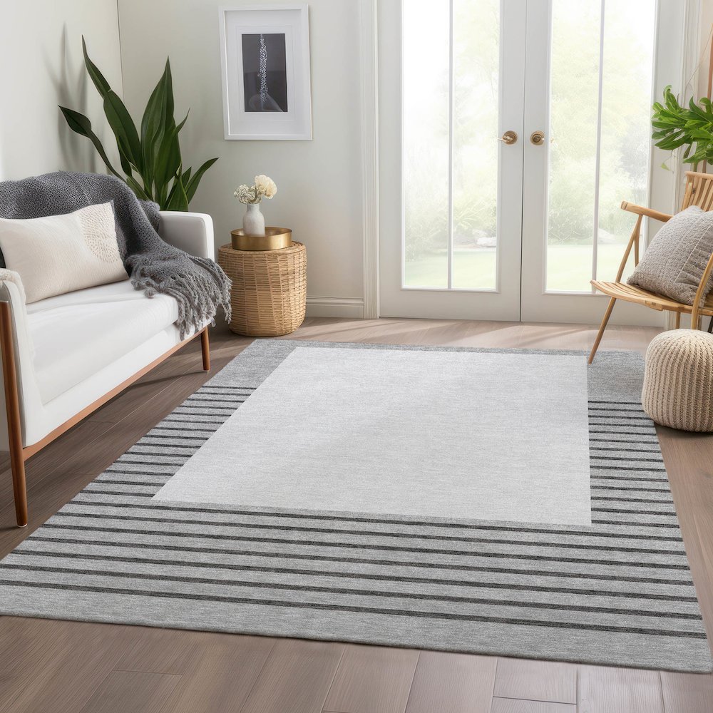 Premium Machine Washable Mayfield AMF995 Gray 2'6" x 3'10" Rug. Picture 6