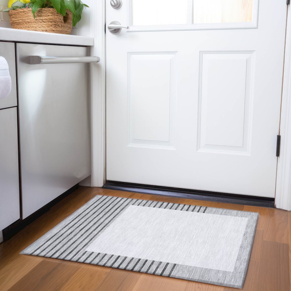 Premium Machine Washable Mayfield AMF995 Gray 1'8" x 2'6" Rug. Picture 5