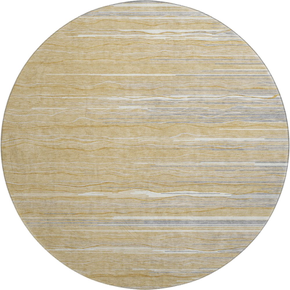 Premium Machine Washable Mayfield AMF996 Gold 8' x 8' Round Rug. Picture 1