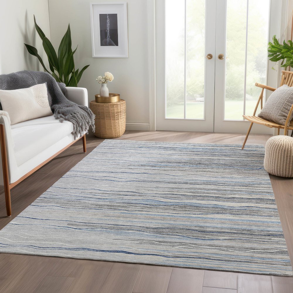 Premium Machine Washable Mayfield AMF996 Gray 2'6" x 3'10" Rug. Picture 6