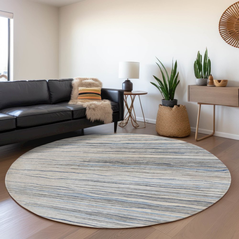 Premium Machine Washable Mayfield AMF996 Gray 8' x 8' Round Rug. Picture 5