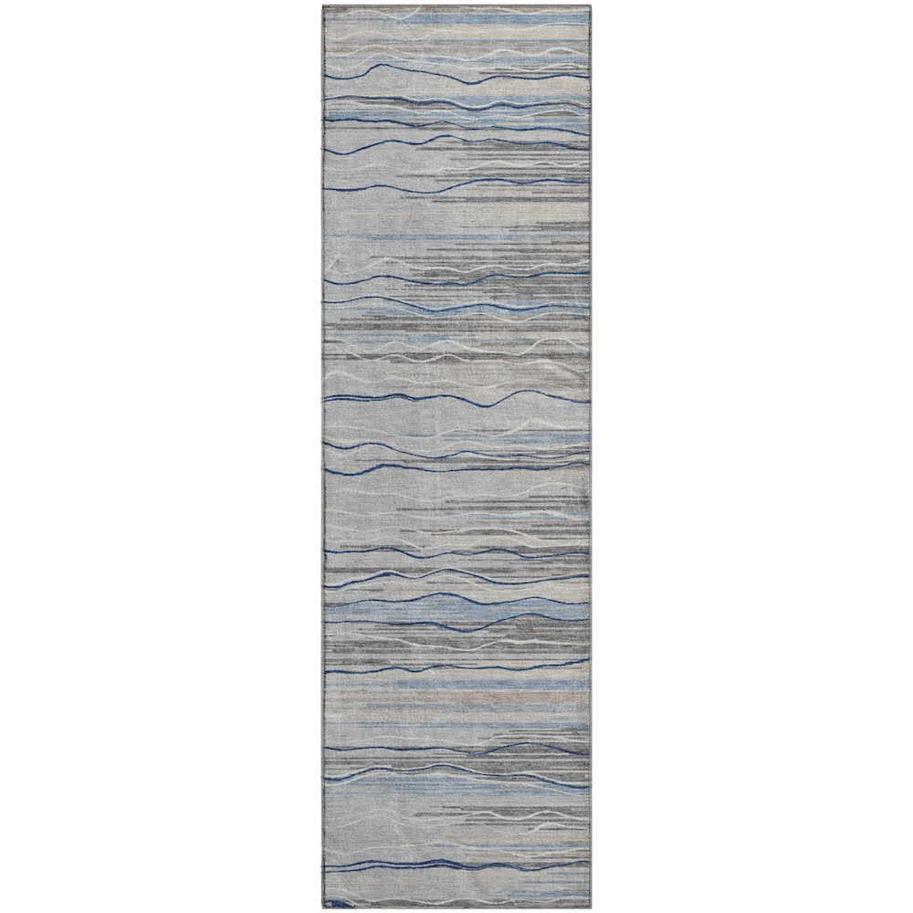 Premium Machine Washable Mayfield AMF996 Gray 2'3" x 7'6" Runner Rug. Picture 1