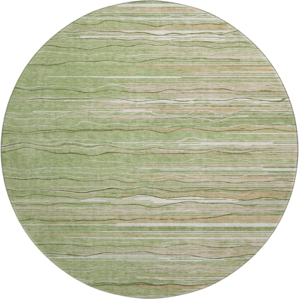 Premium Machine Washable Mayfield AMF996 Green 8' x 8' Round Rug. Picture 1