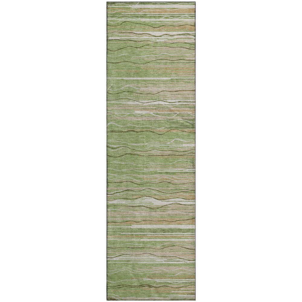 Premium Machine Washable Mayfield AMF996 Green 2'3" x 7'6" Runner Rug. Picture 1
