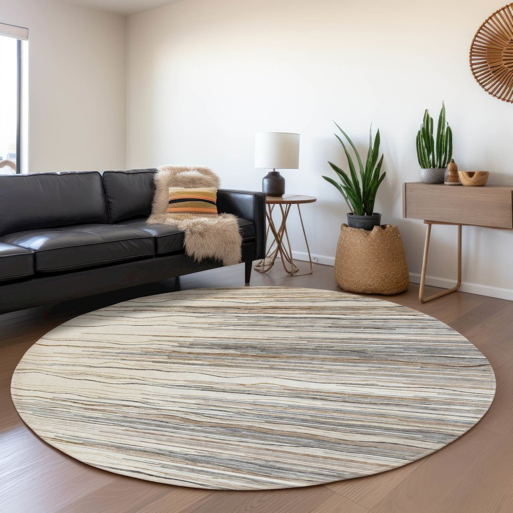 Premium Machine Washable Mayfield AMF996 Ivory 8' x 8' Round Rug. Picture 5
