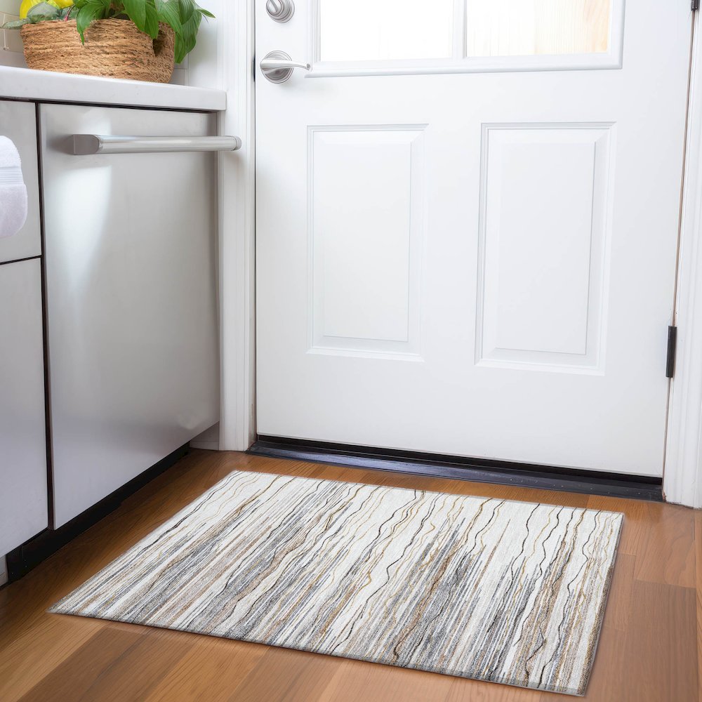 Premium Machine Washable Mayfield AMF996 Ivory 1'8" x 2'6" Rug. Picture 5