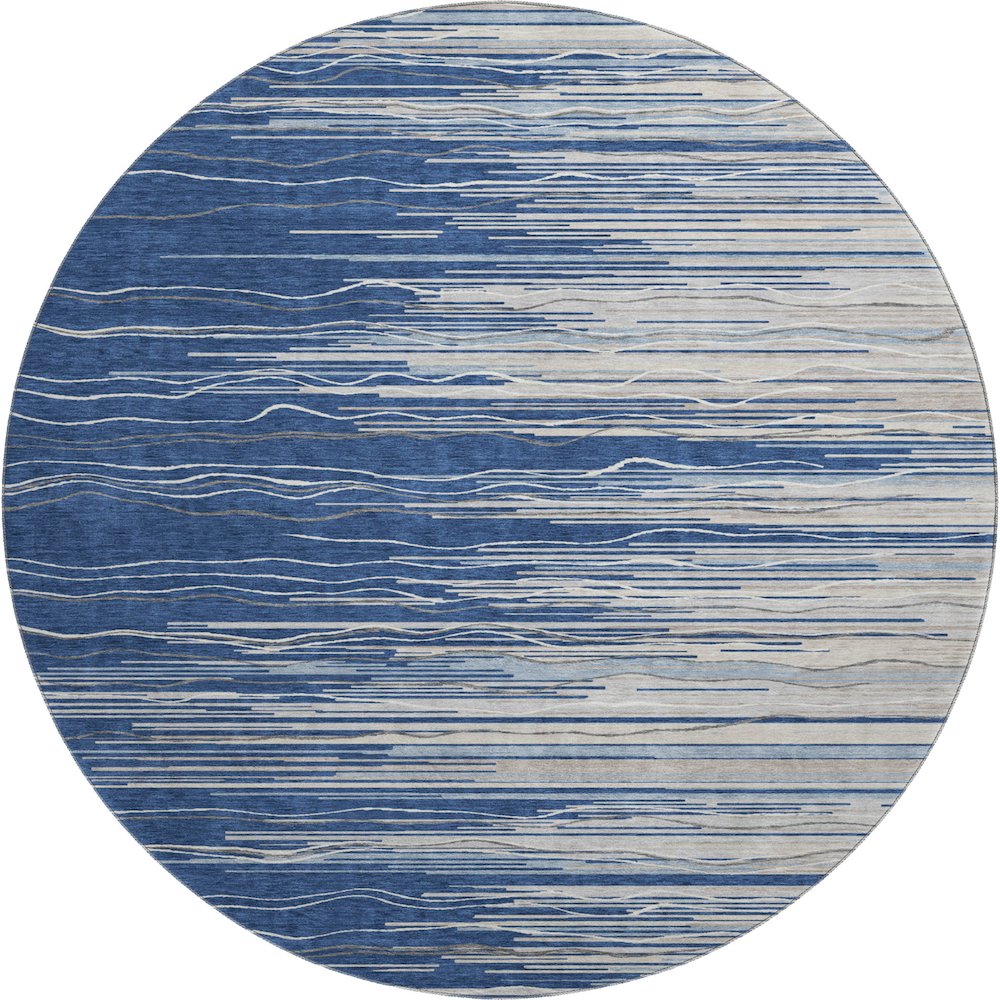 Premium Machine Washable Mayfield AMF996 Navy 8' x 8' Round Rug. Picture 1