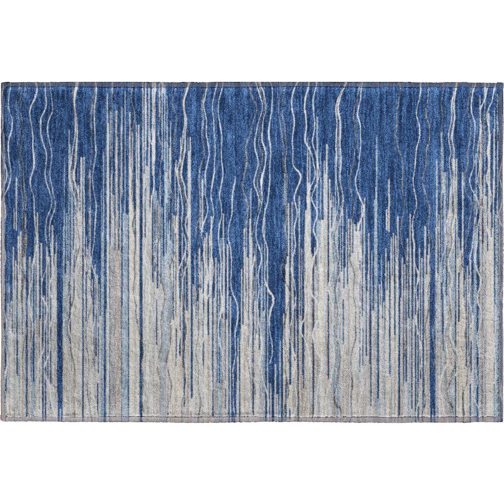 Premium Machine Washable Mayfield AMF996 Navy 1'8" x 2'6" Rug. Picture 1