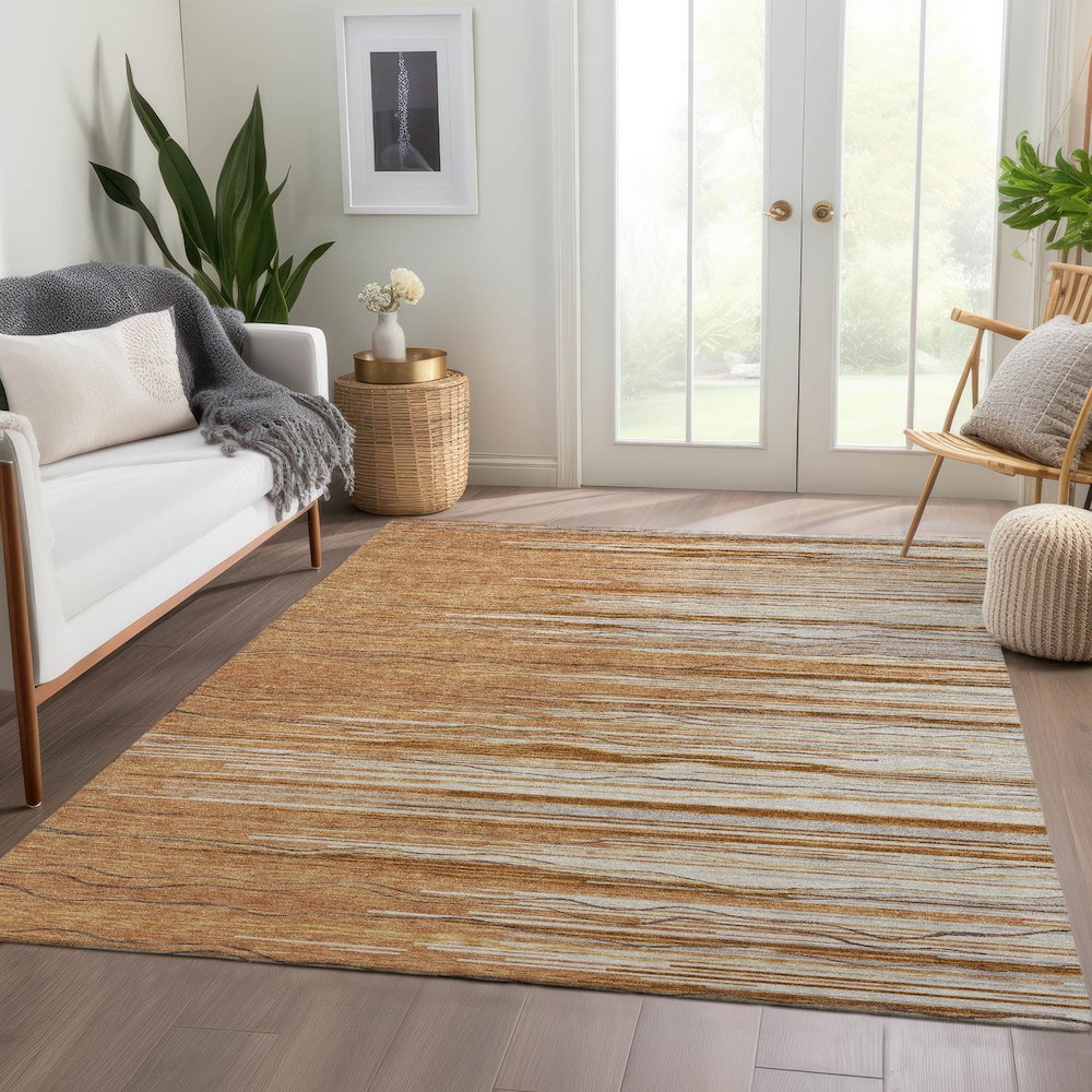 Premium Machine Washable Mayfield AMF996 Paprika 2'6" x 3'10" Rug. Picture 6