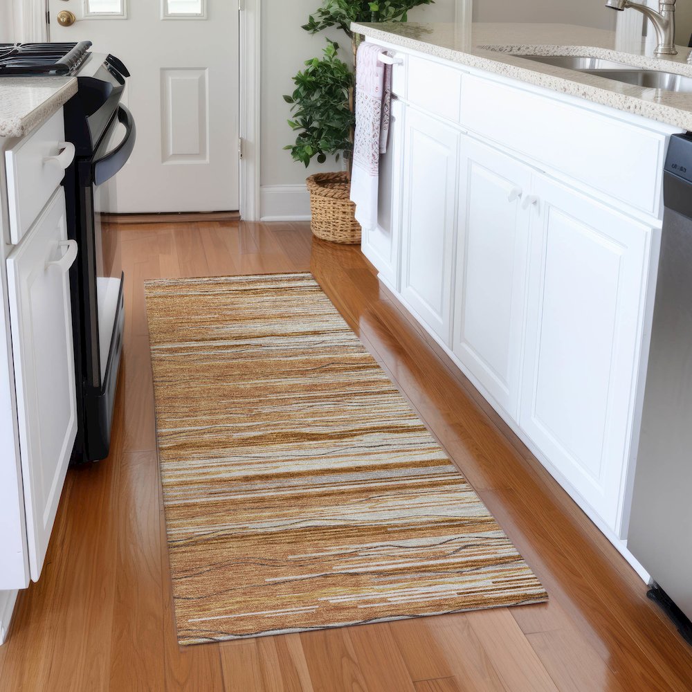 Premium Machine Washable Mayfield AMF996 Paprika 2'3" x 7'6" Runner Rug. Picture 5