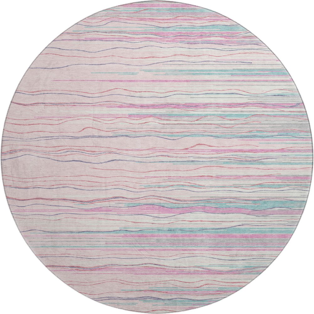 Premium Machine Washable Mayfield AMF996 Pink 8' x 8' Round Rug. Picture 1