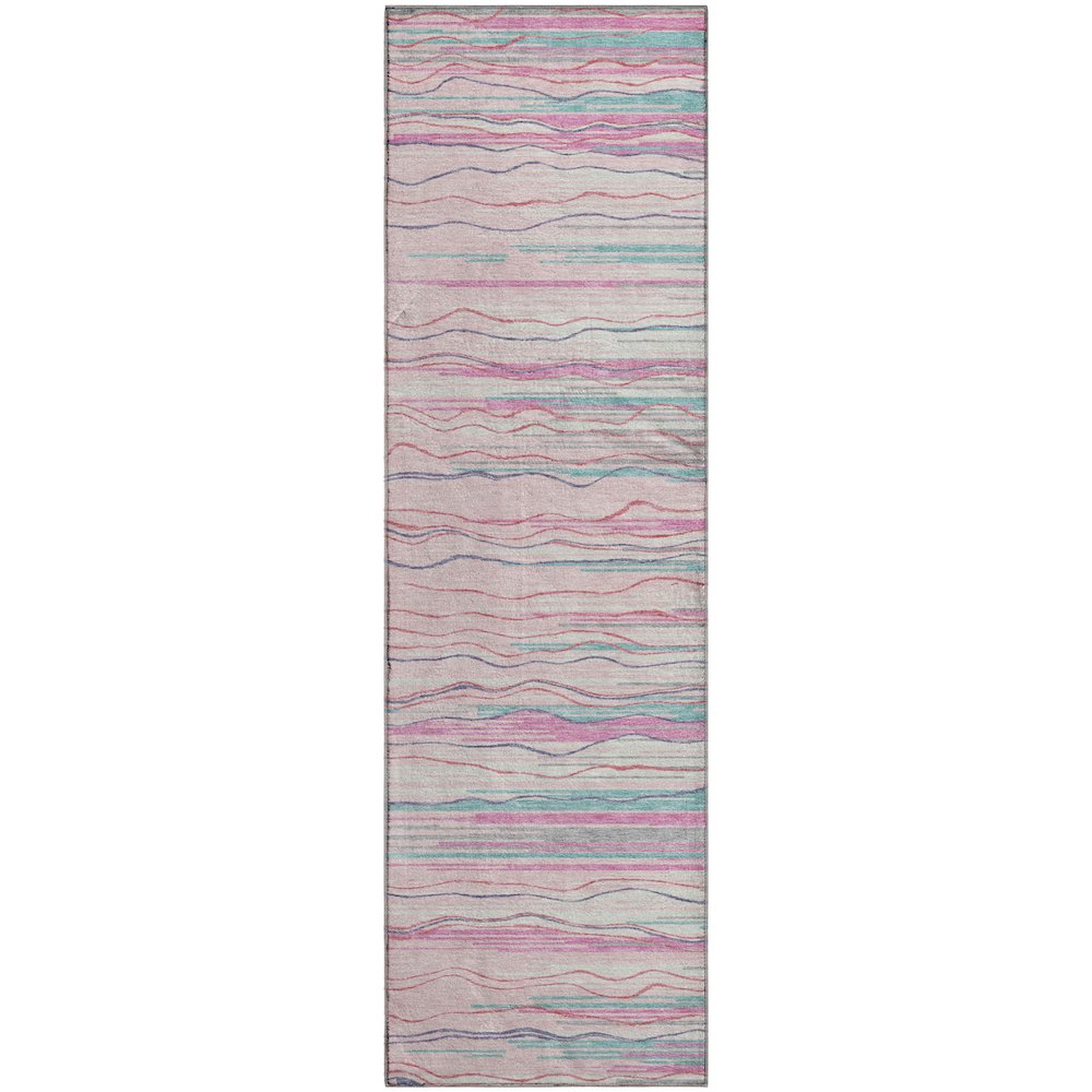 Premium Machine Washable Mayfield AMF996 Pink 2'3" x 7'6" Runner Rug. Picture 1