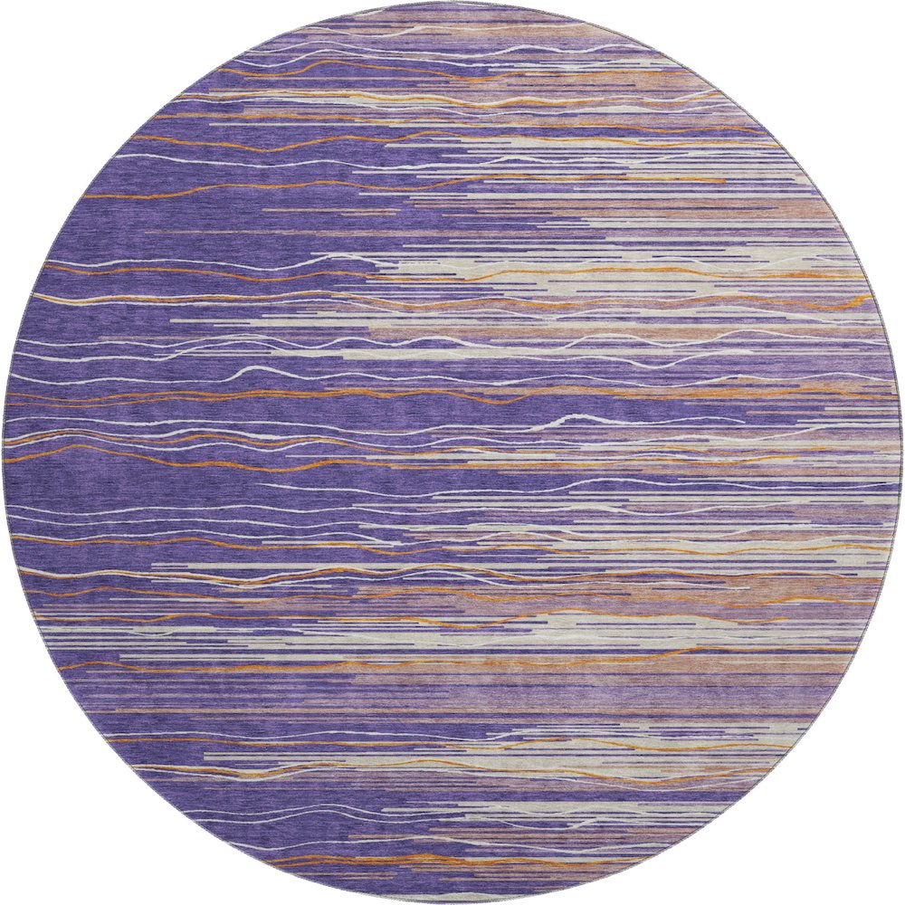 Premium Machine Washable Mayfield AMF996 Purple 8' x 8' Round Rug. Picture 1