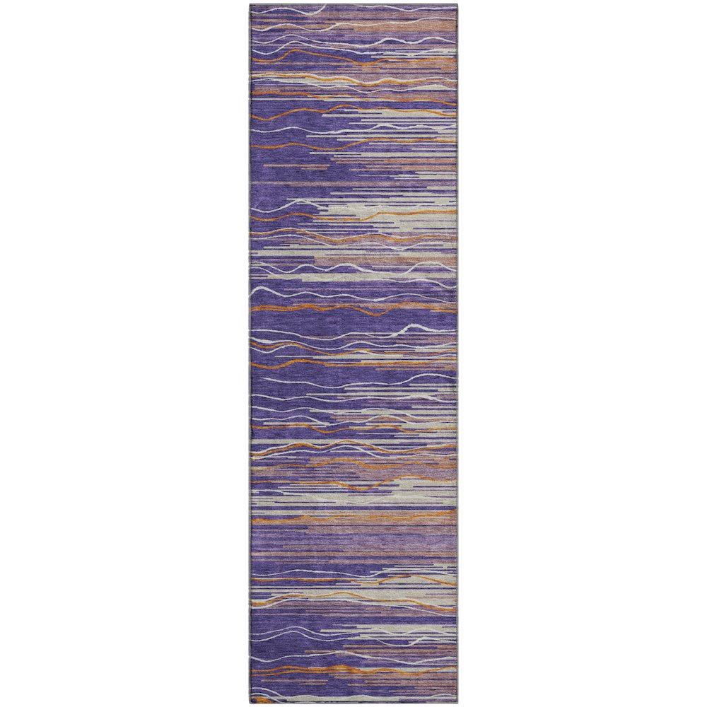 Premium Machine Washable Mayfield AMF996 Purple 2'3" x 7'6" Runner Rug. Picture 1