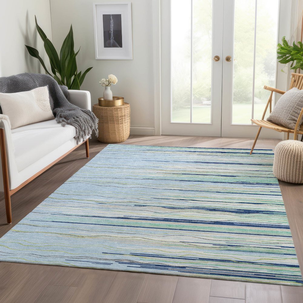 Premium Machine Washable Mayfield AMF996 Sky 2'6" x 3'10" Rug. Picture 6