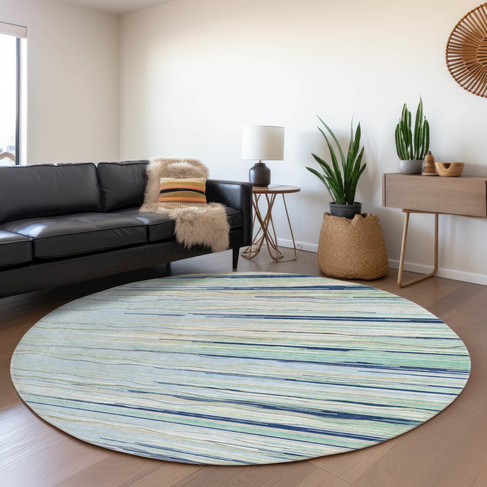 Premium Machine Washable Mayfield AMF996 Sky 8' x 8' Round Rug. Picture 5