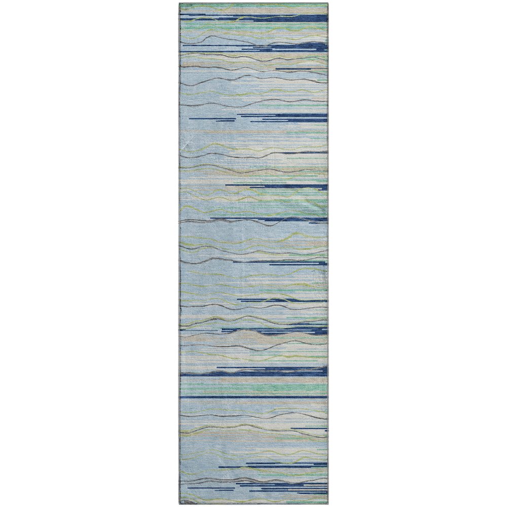 Premium Machine Washable Mayfield AMF996 Sky 2'3" x 7'6" Runner Rug. Picture 1