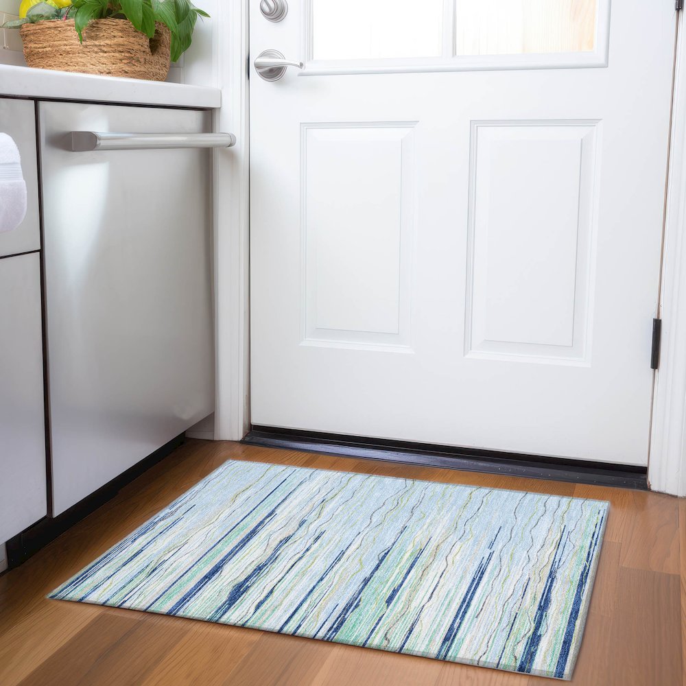 Premium Machine Washable Mayfield AMF996 Sky 1'8" x 2'6" Rug. Picture 5