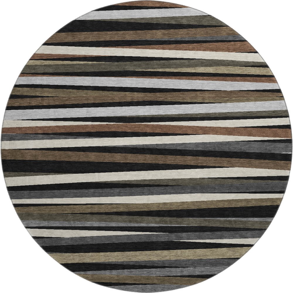 Premium Machine Washable Mayfield AMF997 Black 8' x 8' Round Rug. Picture 1
