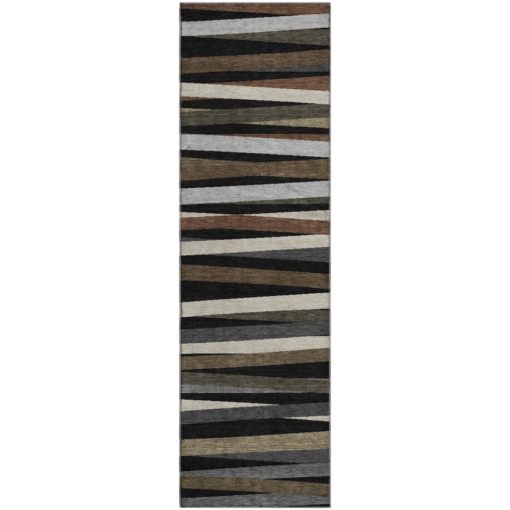 Premium Machine Washable Mayfield AMF997 Black 2'3" x 7'6" Runner Rug. Picture 1