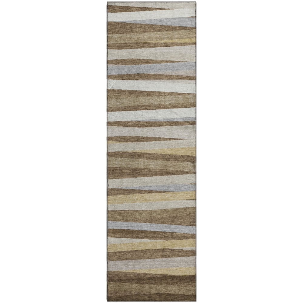 Premium Machine Washable Mayfield AMF997 Brown 2'3" x 7'6" Runner Rug. Picture 1