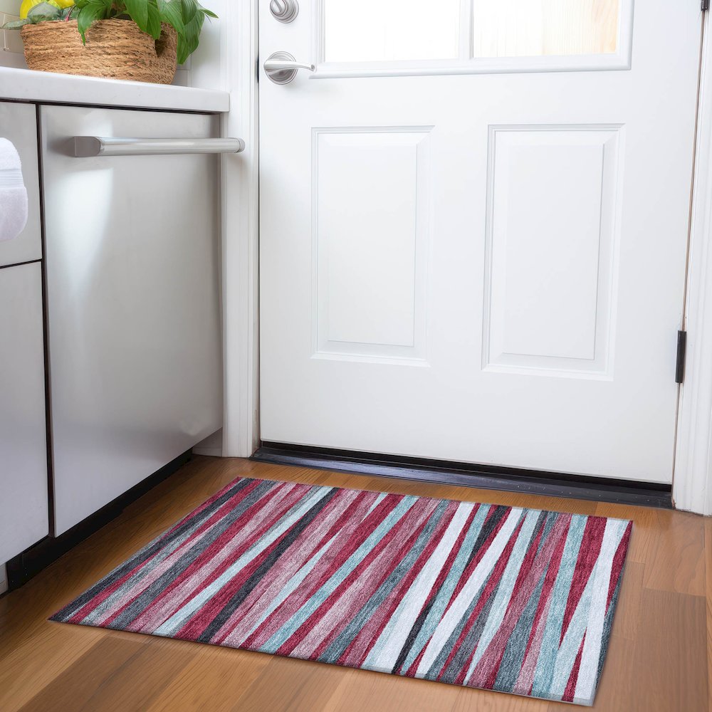 Premium Machine Washable Mayfield AMF997 Burgundy 1'8" x 2'6" Rug. Picture 5