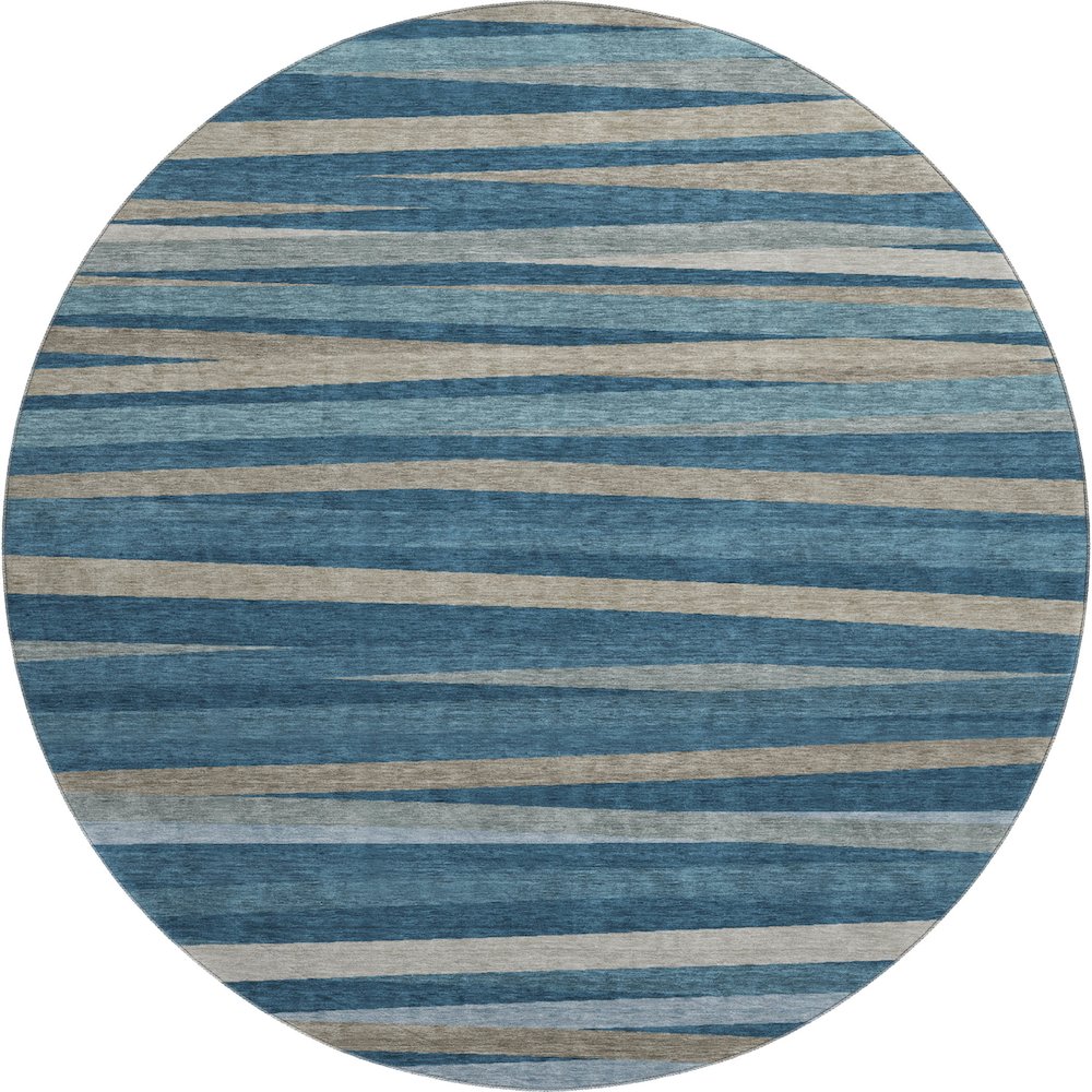 Premium Machine Washable Mayfield AMF997 Denim 8' x 8' Round Rug. Picture 1