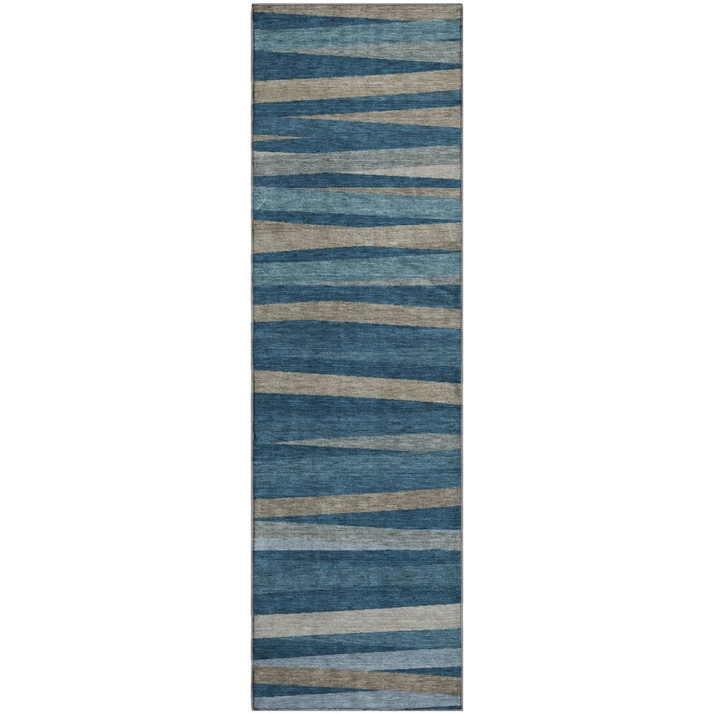Premium Machine Washable Mayfield AMF997 Denim 2'3" x 7'6" Runner Rug. Picture 1