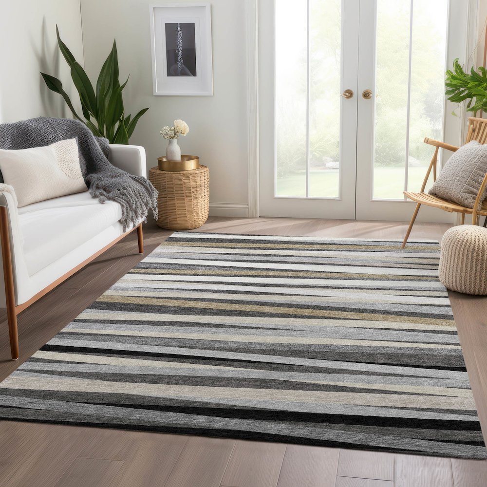 Premium Machine Washable Mayfield AMF997 Gray 2'6" x 3'10" Rug. Picture 6