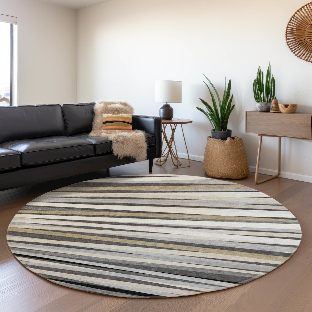Premium Machine Washable Mayfield AMF997 Gray 8' x 8' Round Rug. Picture 5