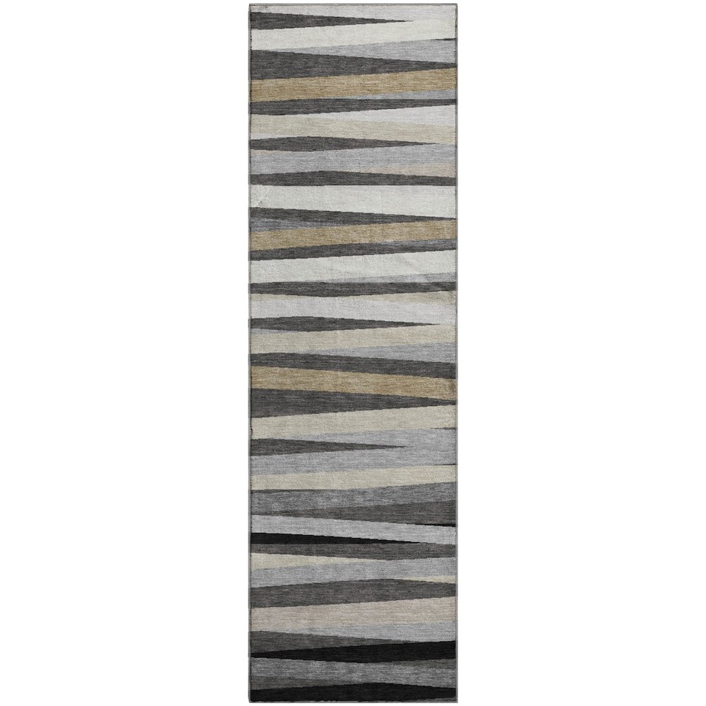 Premium Machine Washable Mayfield AMF997 Gray 2'3" x 7'6" Runner Rug. Picture 1