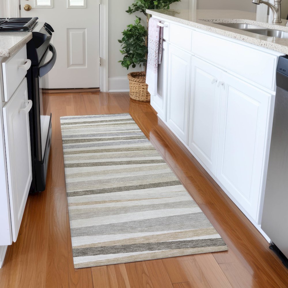 Premium Machine Washable Mayfield AMF997 Ivory 2'3" x 7'6" Runner Rug. Picture 5