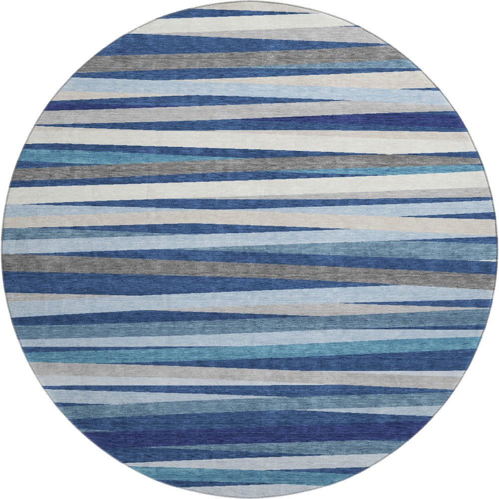 Premium Machine Washable Mayfield AMF997 Navy 8' x 8' Round Rug. Picture 1