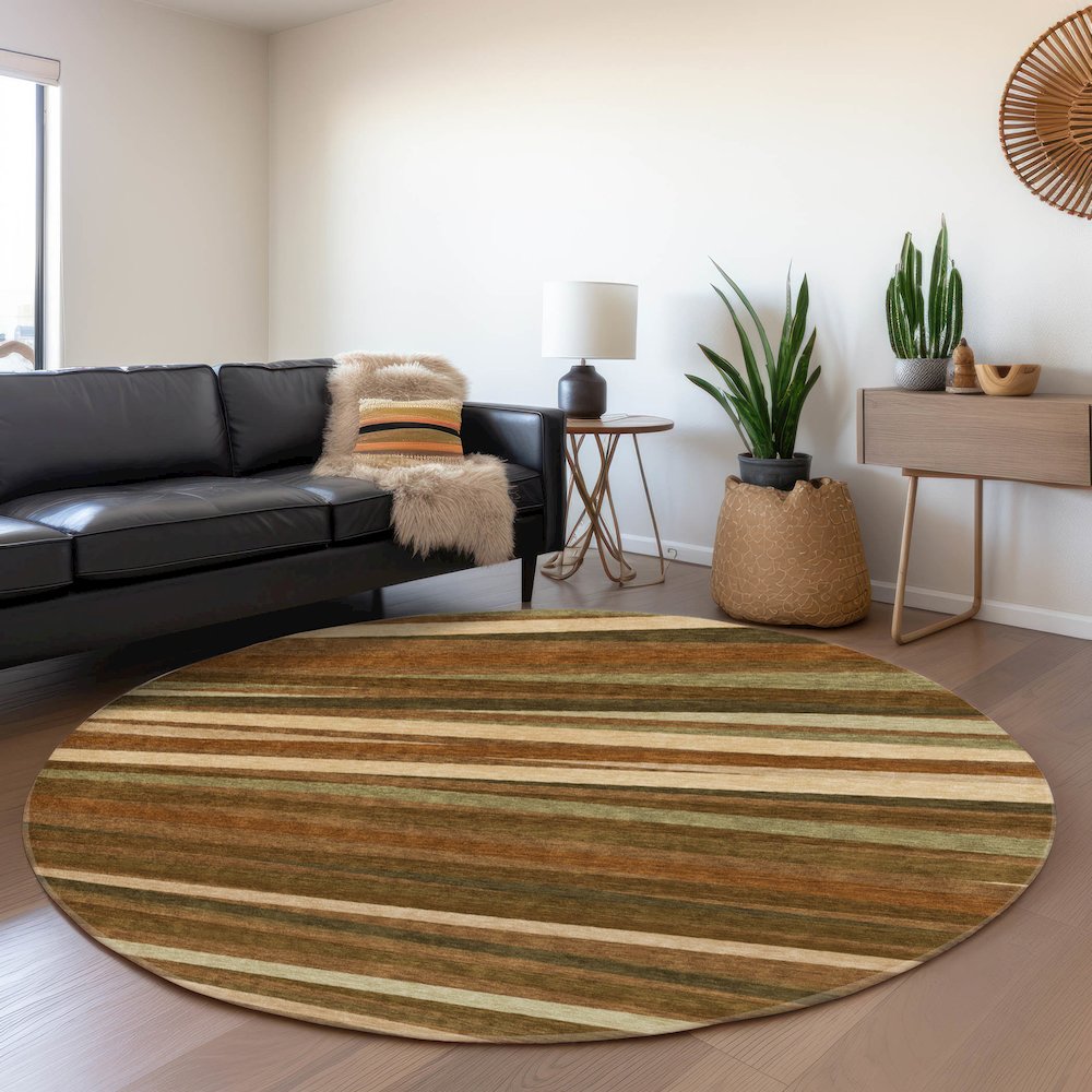 Premium Machine Washable Mayfield AMF997 Paprika 8' x 8' Round Rug. Picture 5
