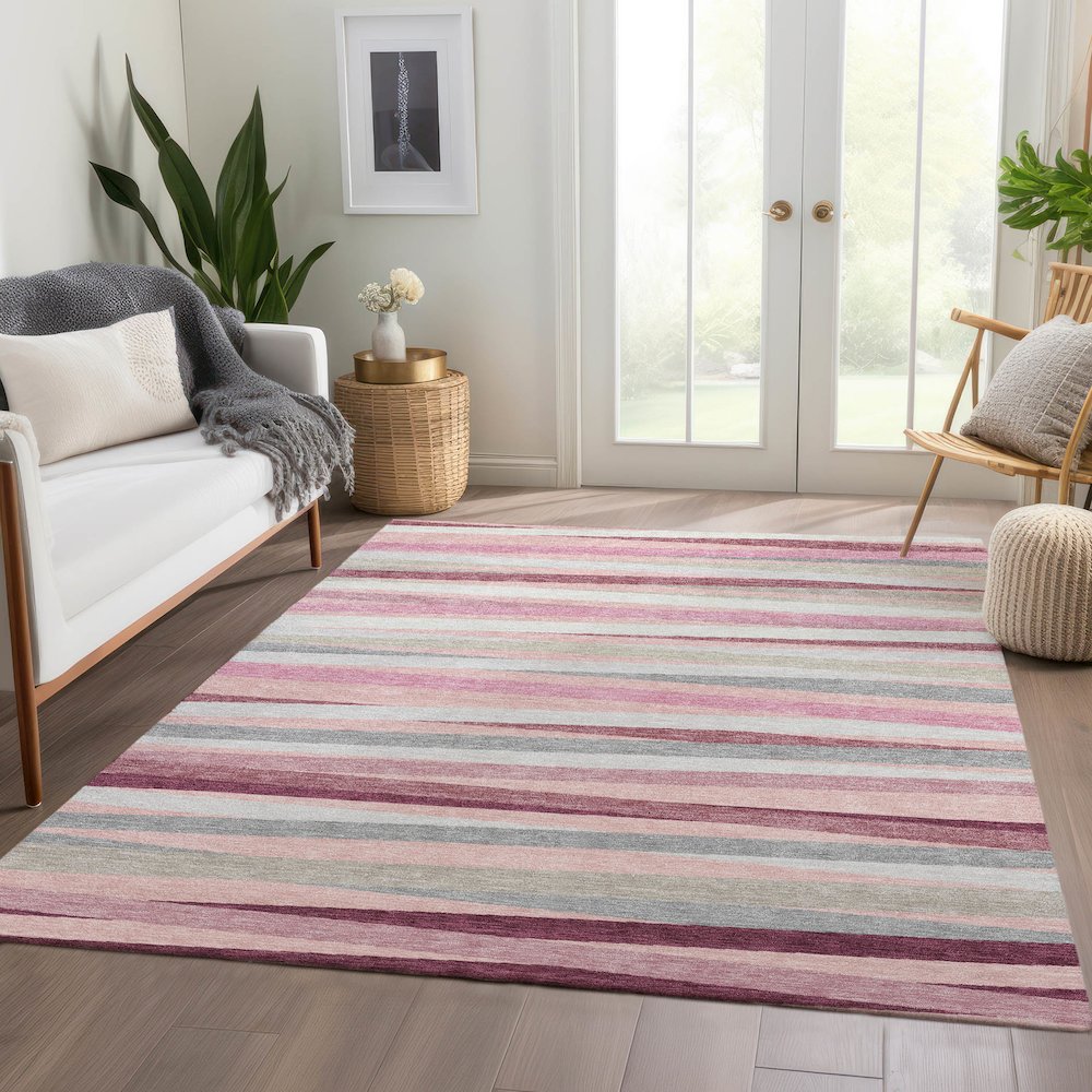Premium Machine Washable Mayfield AMF997 Pink 2'6" x 3'10" Rug. Picture 6