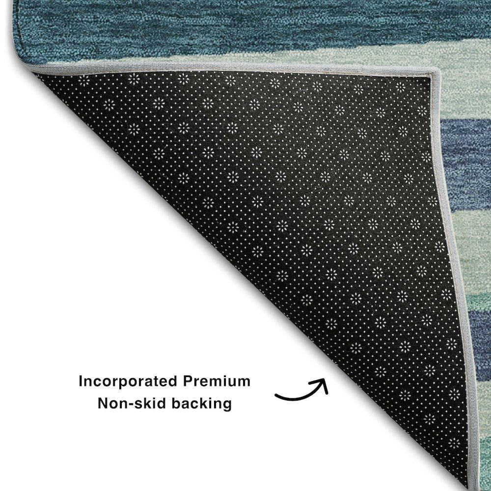 Premium Machine Washable Mayfield AMF997 Teal 1'8" x 2'6" Rug. Picture 2