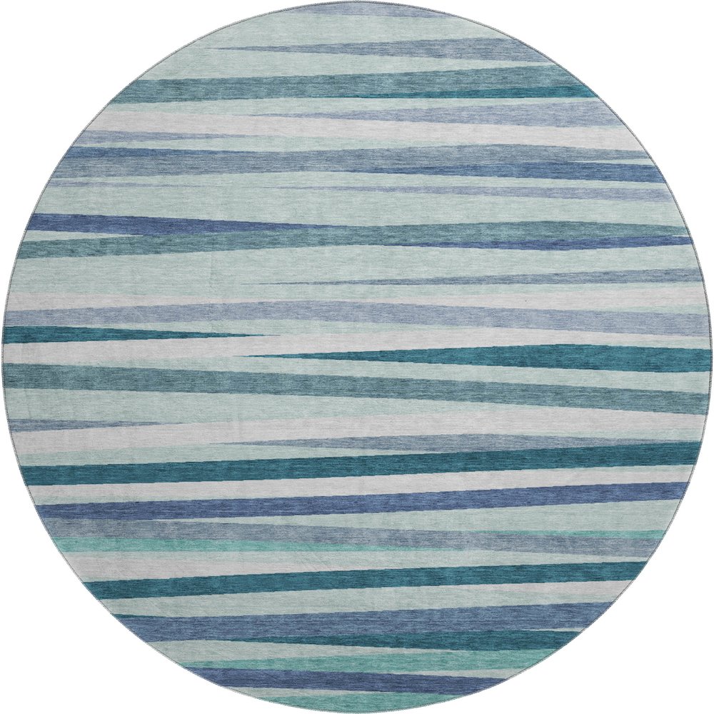 Premium Machine Washable Mayfield AMF997 Teal 8' x 8' Round Rug. Picture 1