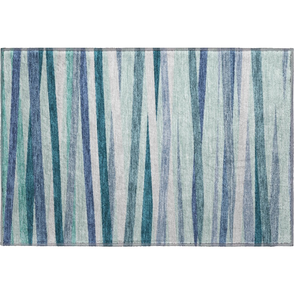 Premium Machine Washable Mayfield AMF997 Teal 1'8" x 2'6" Rug. Picture 1