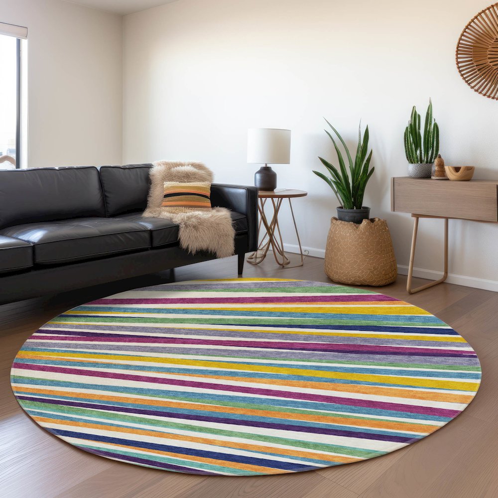 Premium Machine Washable Mayfield AMF997 White 8' x 8' Round Rug. Picture 5