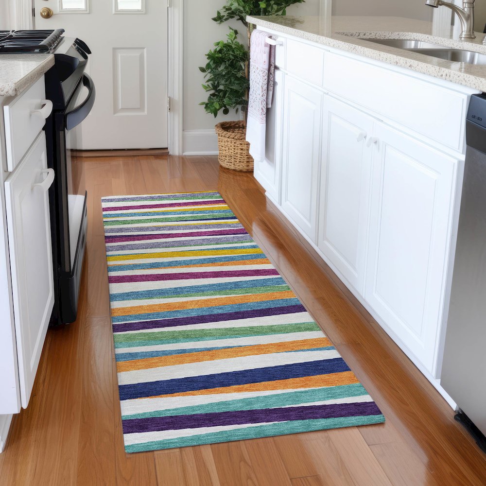 Premium Machine Washable Mayfield AMF997 White 2'3" x 7'6" Runner Rug. Picture 5