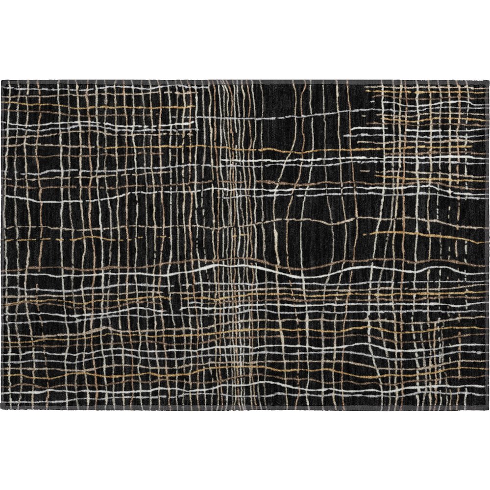 Premium Machine Washable Mayfield AMF998 Black 1'8" x 2'6" Rug. Picture 1