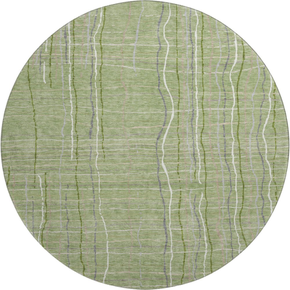 Premium Machine Washable Mayfield AMF998 Green 8' x 8' Round Rug. Picture 1