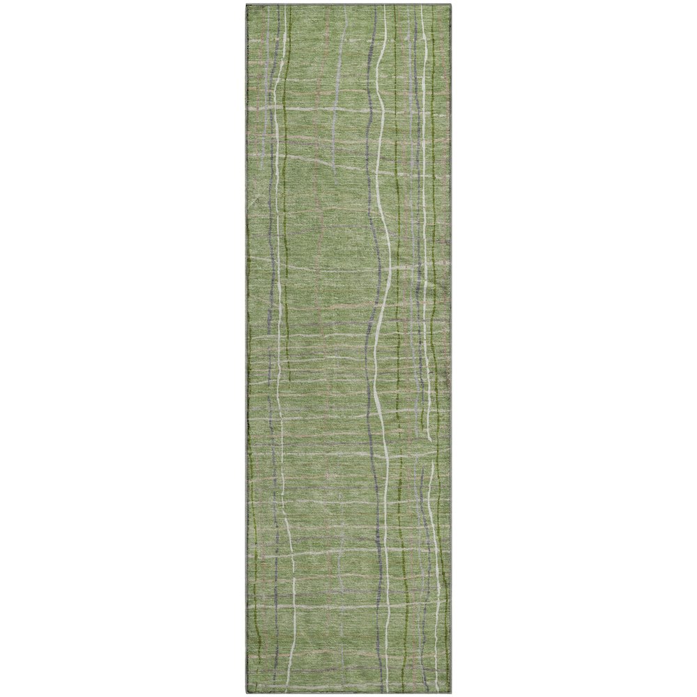 Premium Machine Washable Mayfield AMF998 Green 2'3" x 7'6" Runner Rug. Picture 1