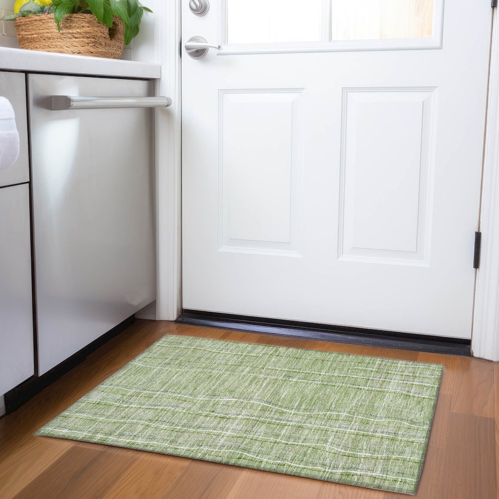 Premium Machine Washable Mayfield AMF998 Green 1'8" x 2'6" Rug. Picture 5